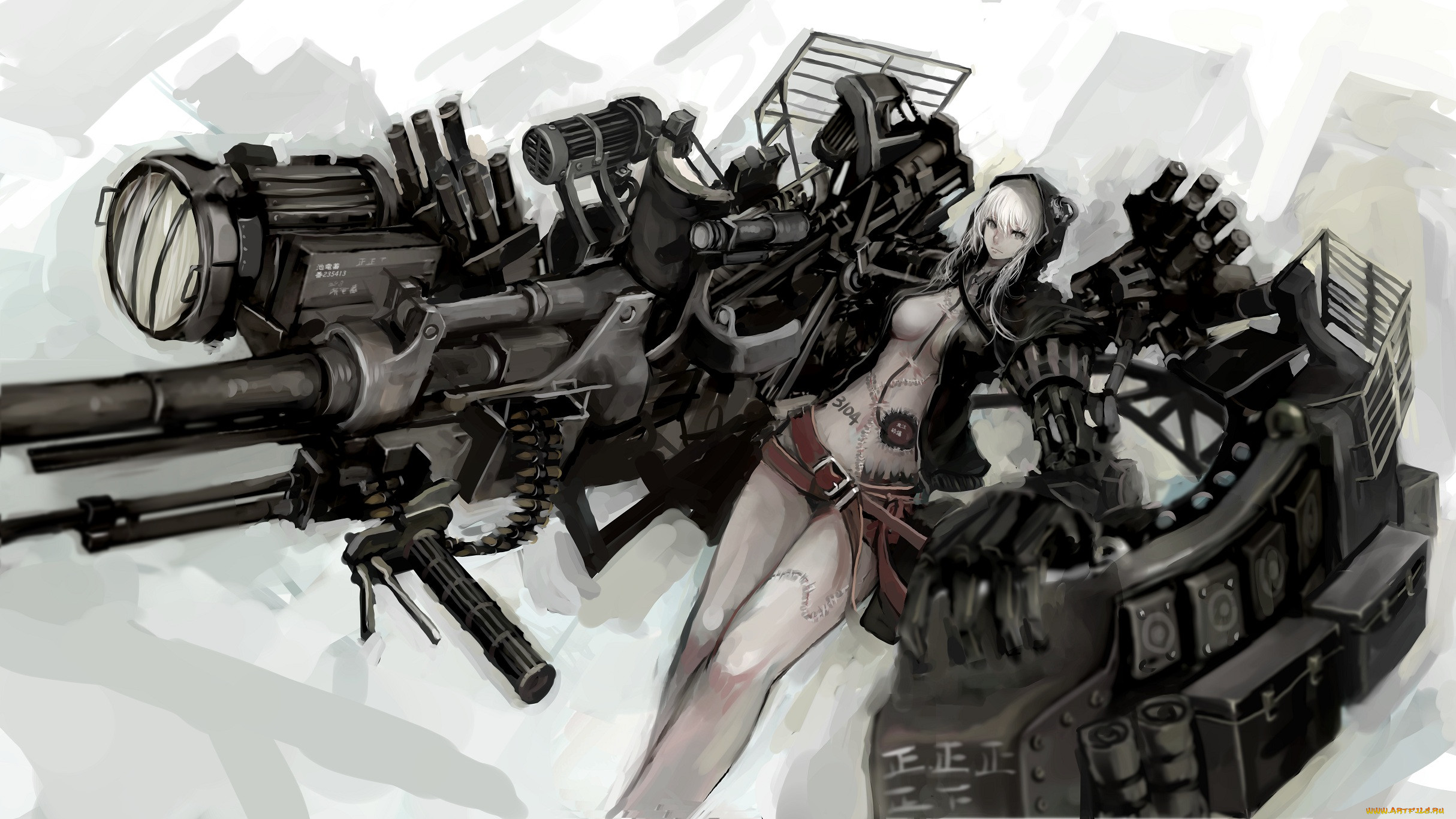 Девушка робот с оружием